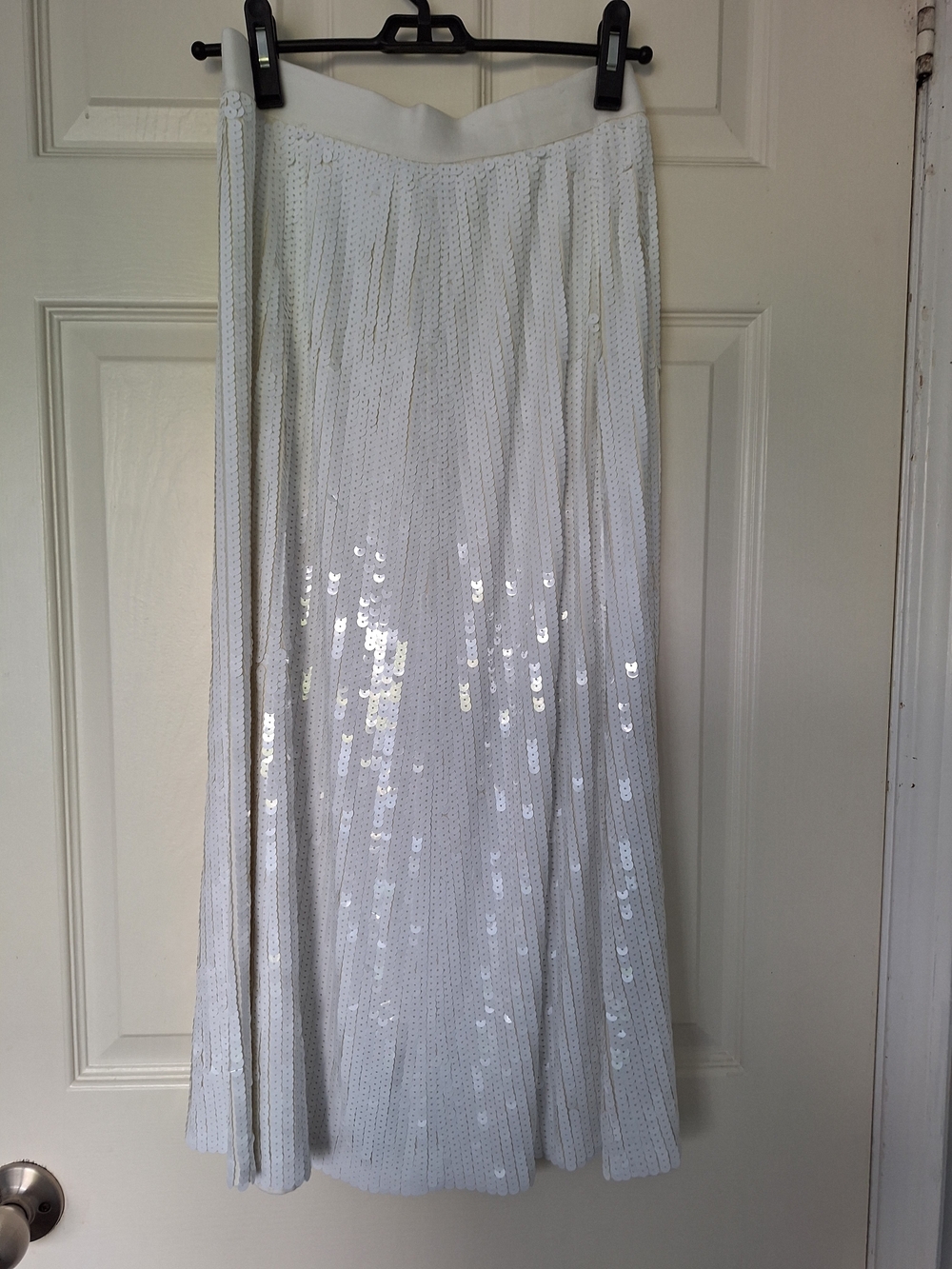 Zara White Sequined Maxi Skirt